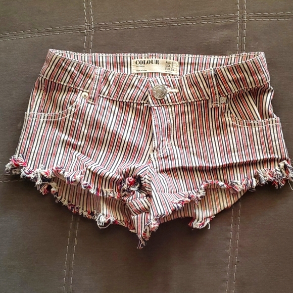 Red, Blue, and white stripped shorts - Picture 2 of 6